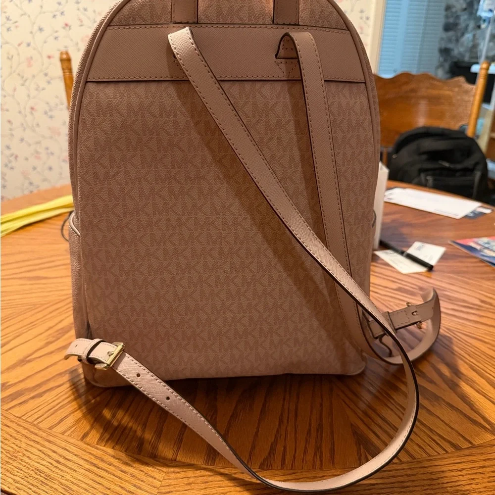 Michael Kors Pink and Red Stripe Signature Backpack - Picture 2 of 5